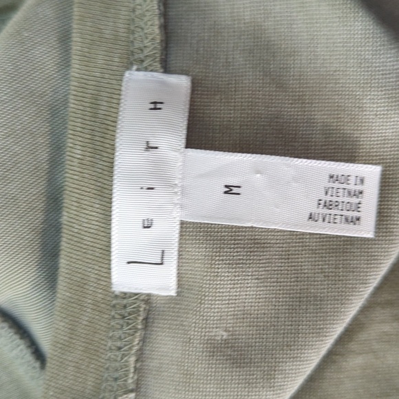 Leith Ruched Tank Knit Dress Green M preppy casual summer minimalist stretch - Picture 5 of 6